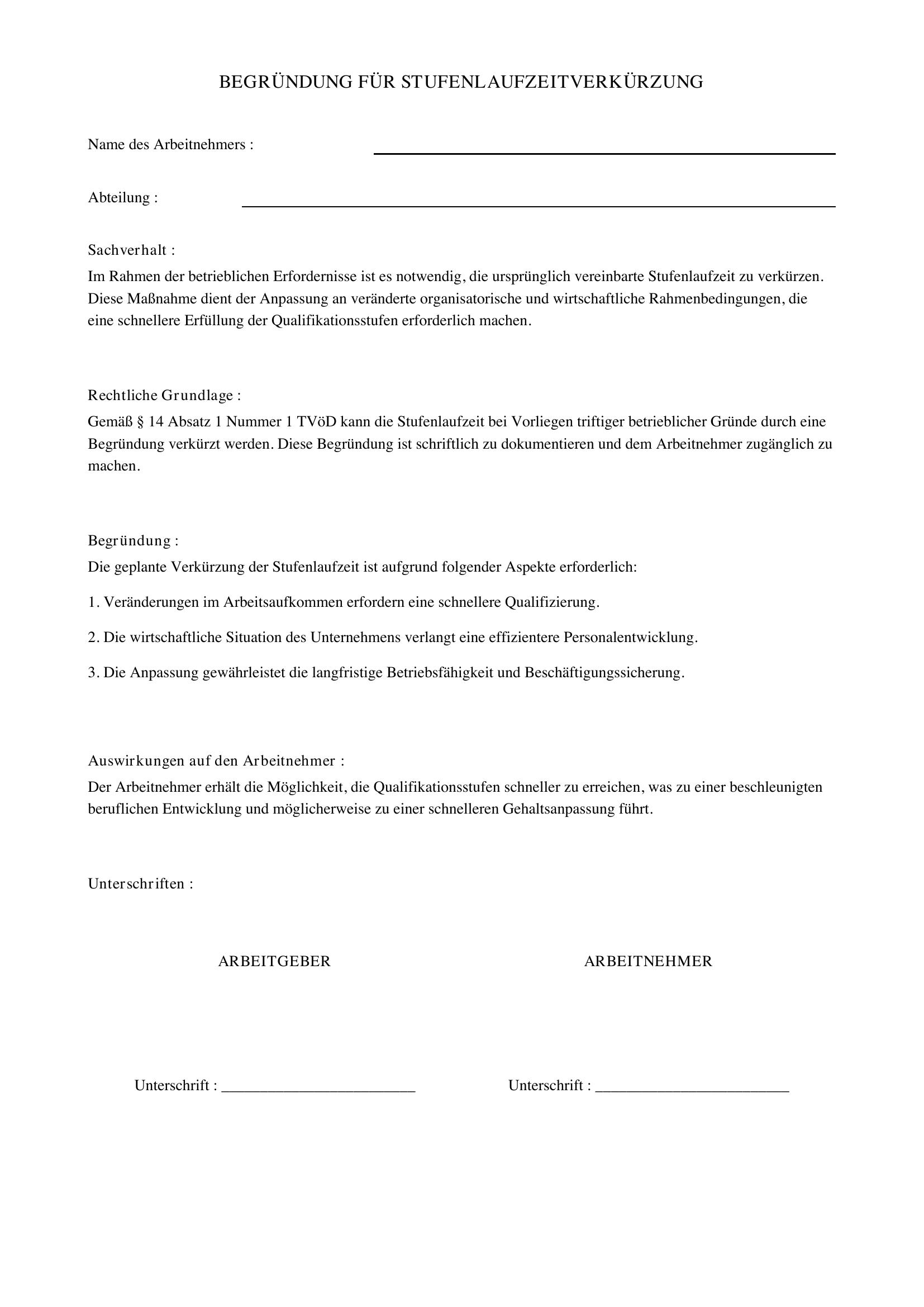 Begründung Für Stufenlaufzeitverkürzung
